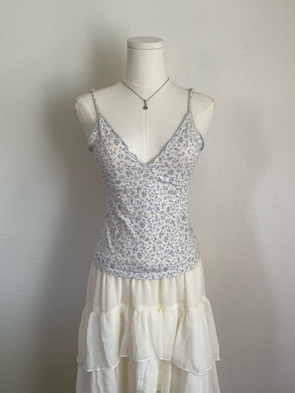 Brandy Melville Tiffany Floral Tank Top Dainty V Neckline